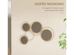 Homcom Espejo De Pared|Espejo^Espejo decorativo Dilux 4 espejos 68x110x2 cm Dorado