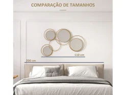 Homcom Espejo De Pared|Espejo^Espejo decorativo Dilux 4 espejos 68x110x2 cm Dorado