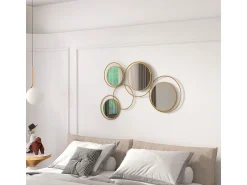 Homcom Espejo De Pared|Espejo^Espejo decorativo Dilux 4 espejos 68x110x2 cm Dorado