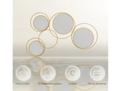 Homcom Espejo De Pared|Espejo^Espejo decorativo Dilux 4 espejos 68x110x2 cm Dorado