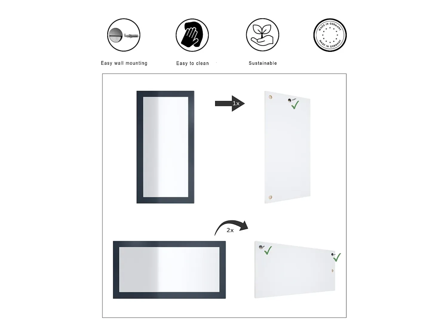 Best Espejo Enigma 89, espejo de pared con marco de estilo moderno, Azul real (89 x 45 cm) Azul oscuro