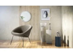 Clearance Espejo Globe 50 cm, Espejo de Pared Redondo Decorativo para Recibidor y Sala de Estar con Marco de MDF en hormigón oxidado Color natural oscuro