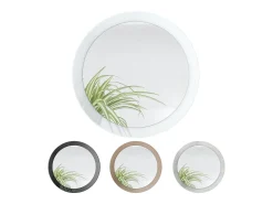 Clearance Espejo Globe 50 cm, Espejo de Pared Redondo Decorativo para Recibidor y Sala de Estar con Marco de MDF en hormigón oxidado Color natural oscuro
