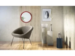 Espejo Globe 50 cm, Espejo de Pared Redondo Decorativo para Recibidor y Sala de Estar con Marco de MDF en burdeos de alto brillo