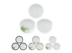 Espejo De Pared|Espejo^Espejo Globe 50 cm juego de 3, 3 espejos de pared redondos decorativos para pasillo y salón con marco de MDF en burdeos de alto brillo Granate