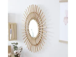 New Atmosphera Espejo grande de rattan marrón 58x23,5cm Beige