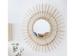 New Atmosphera Espejo grande de rattan marrón 58x23,5cm Beige