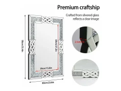 New Fativo Espejo grande decorativo rectangular, espejo de pared decorativo, espejos de pared, marco de diseño para el hogar, 90x60cm Plateado