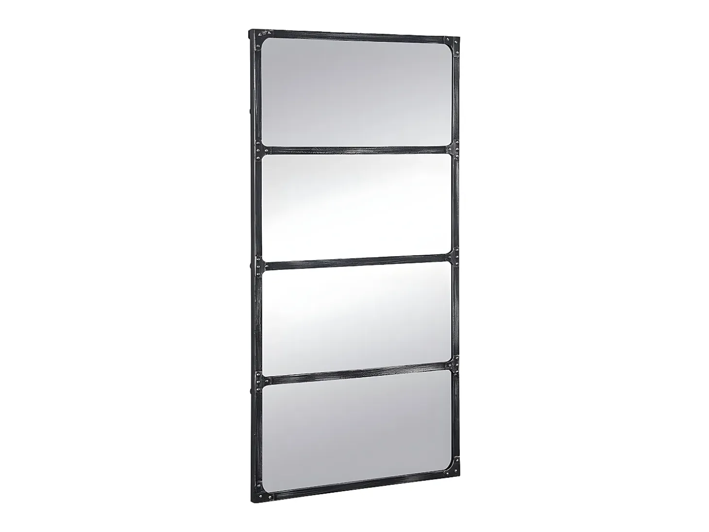Espejo industrial de hierro - Ancho 140 x Alt. 75 cm - Negro efecto envejecido - MAASTRICHT