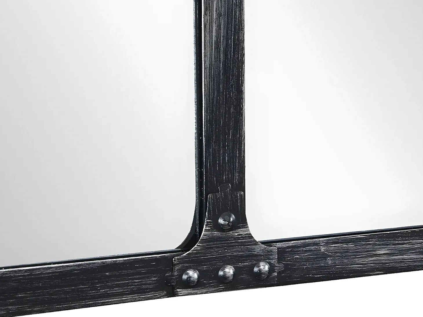 Espejo industrial de hierro - Ancho 140 x Alt. 75 cm - Negro efecto envejecido - MAASTRICHT