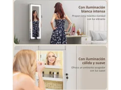 Homcom Espejo De Pared|Espejo^Espejo joyero Selene con luz LED 118x44x16 cm Blanco