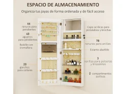 Homcom Espejo De Pared|Espejo^Espejo joyero Selene con luz LED 118x44x16 cm Blanco