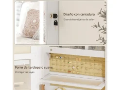 Homcom Espejo De Pared|Espejo^Espejo joyero Selene con luz LED 118x44x16 cm Blanco