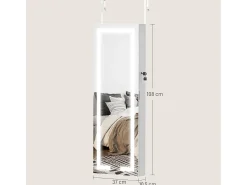 Homcom Espejo De Pared|Espejo^Espejo joyero Selene con luz LED 118x44x16 cm Blanco