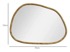 Homcom Espejo De Pared|Espejo^Espejo Kendra forma irregular marco madera natural 50x70x2,1 cm Color natural claro