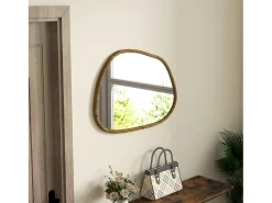Homcom Espejo De Pared|Espejo^Espejo Kendra forma irregular marco madera natural 50x70x2,1 cm Color natural claro