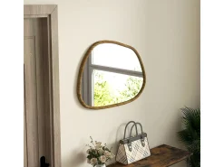 Homcom Espejo De Pared|Espejo^Espejo Kendra forma irregular marco madera natural 50x70x2,1 cm Color natural claro