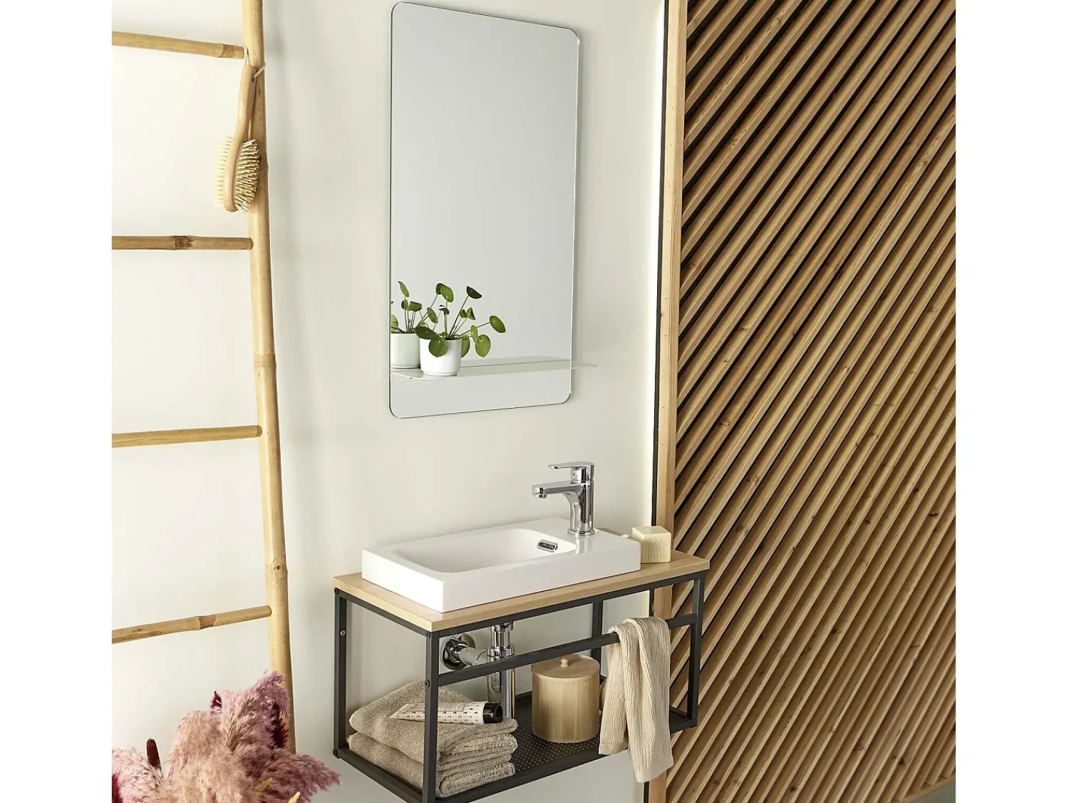 Sale Espejo lavabo WC SIMONA con estante Blanco