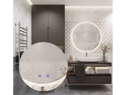 Espejo LED REA 80cm HZJ080 Cromado con Luz Ajustable y Función de Calefacción