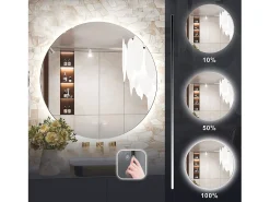 Espejo LED REA 80cm HZJ080 Cromado con Luz Ajustable y Función de Calefacción