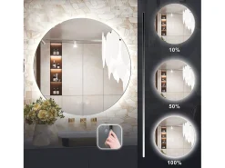 Hot Rea Espejo LED 70cm HZJ070 Cromado con iluminación y función de calefacción Blanco