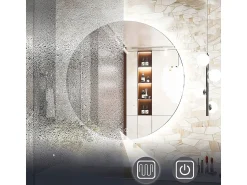 Hot Rea Espejo LED 70cm HZJ070 Cromado con iluminación y función de calefacción Blanco