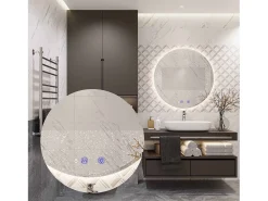 Hot Rea Espejo LED 70cm HZJ070 Cromado con iluminación y función de calefacción Blanco