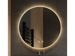 Discount Rea Espejo LED redondo de 50cm con iluminación y función calefactora Blanco