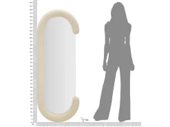 Clearance Espejo moderno de pared o de pie en terciopelo 60x160cm Chantal - Crema Beige