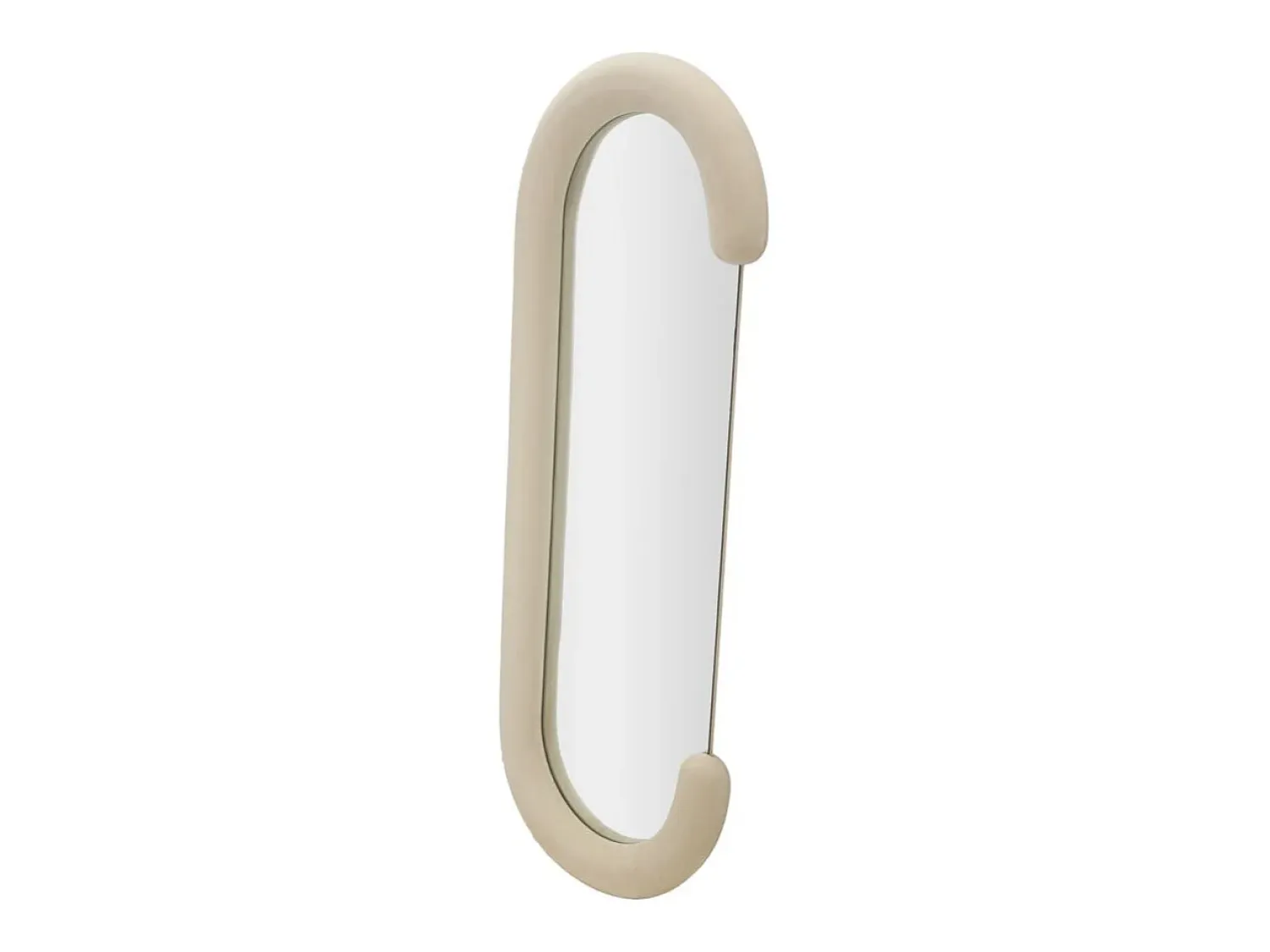 Clearance Espejo moderno de pared o de pie en terciopelo 60x160cm Chantal - Crema Beige
