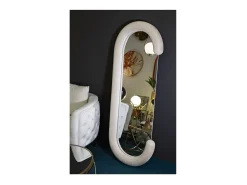 Clearance Espejo moderno de pared o de pie en terciopelo 60x160cm Chantal - Crema Beige