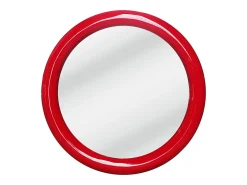 Espejo mural redondo de madera de paulonia, D.60 cm, Rojo brillante, MAELO