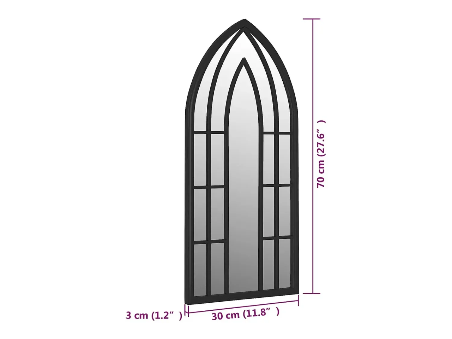 Sale Espejo 70x30 cm Hierro para uso interior Negro