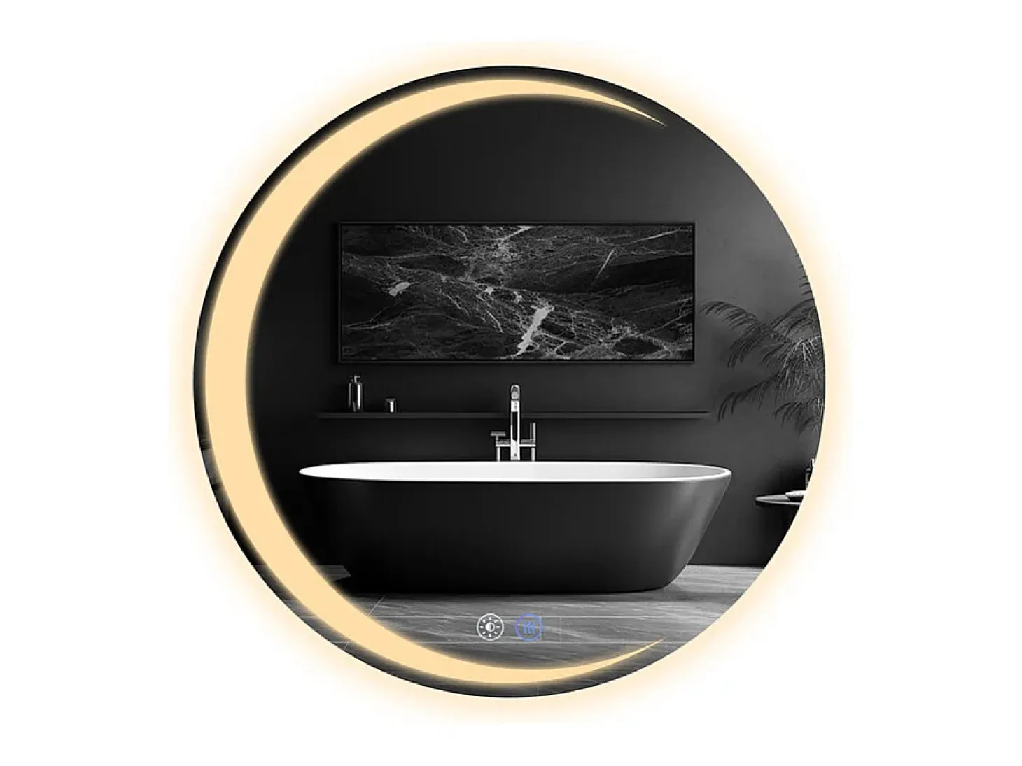 Espejo NETTLIFE con Iluminación Espejo de Baño Redondo LED Espejo de Baño IP44 50cm Espejo de Baño Redondo con Táctil