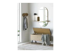 Les Tendances Espejo De Pared|Espejo^Espejo ovalado BARCO con estante de madera natural – L 92 x H 94,5 cm Beige