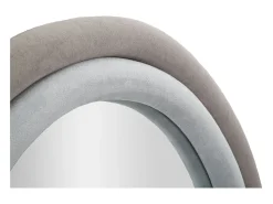 Sale Espejo ovalado de pared con marco de terciopelo gris 90x60x4cm Antony Topo