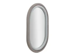 Sale Espejo ovalado de pared con marco de terciopelo gris 90x60x4cm Antony Topo