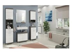 Discount Meublorama Espejo para baño SCOTT – Gris oscuro – 60x79x18 cm Plateado