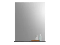 Discount Meublorama Espejo para baño SCOTT – Gris oscuro – 60x79x18 cm Plateado