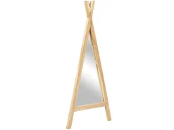 OZAIA Espejo De Pared|Espejo^Espejo para niños tipi de madera de teca - Ancho 55 x Alt. 120 cm - Natural - BATAM Color natural claro