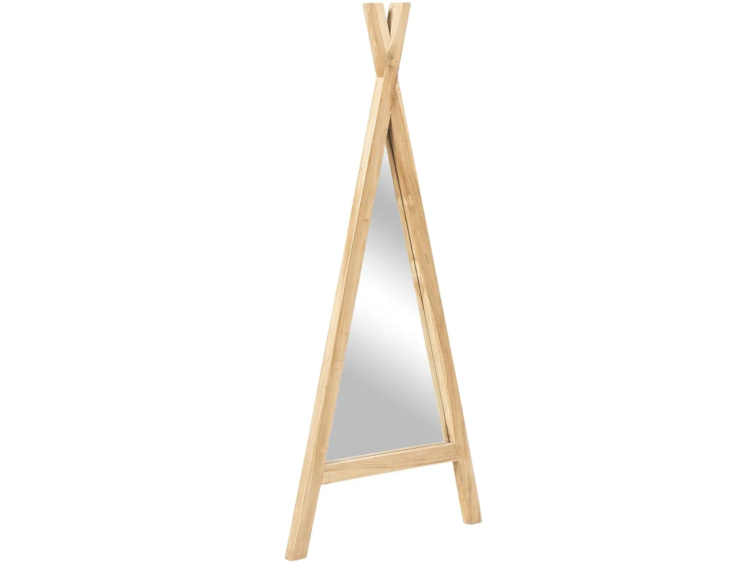 OZAIA Espejo De Pared|Espejo^Espejo para niños tipi de madera de teca - Ancho 55 x Alt. 120 cm - Natural - BATAM Color natural claro