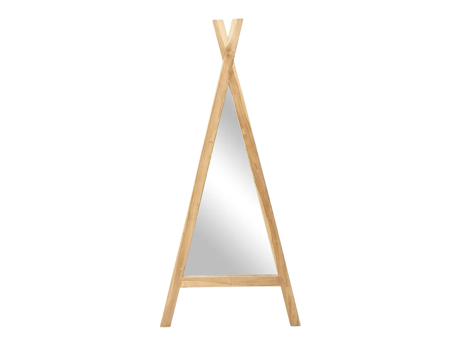OZAIA Espejo De Pared|Espejo^Espejo para niños tipi de madera de teca - Ancho 55 x Alt. 120 cm - Natural - BATAM Color natural claro