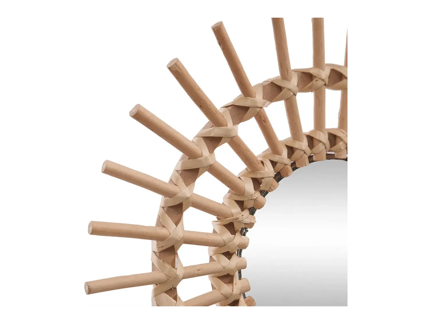 Espejo pequeño de rattan marrón 30x11cm