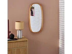 Sweeek Espejo De Pared|Espejo^Espejo rectangular de madera decorativo de pared madera clara Marru00f3n