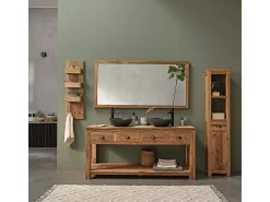 Espejo rectangular de madera de teca reciclada maciza