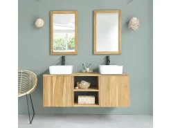 BERAH GETAH Espejo De Pared|Espejo^Espejo rectangular maciza de mindi 50x80 cm Color natural claro