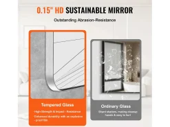Online Espejo Rectangular SucceBuy, Espejo de Parede Cuadrado 55,9 × 76,2 cm con Marco de Aluminio Plateado