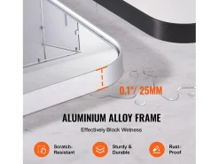 Online Espejo Rectangular SucceBuy, Espejo de Parede Cuadrado 55,9 × 76,2 cm con Marco de Aluminio Plateado