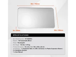Online Espejo Rectangular SucceBuy, Espejo de Parede Cuadrado 55,9 × 76,2 cm con Marco de Aluminio Plateado