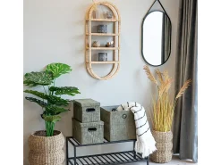 Discount House Nordic Espejo redondo con borde de ratán Ø50 cm Color natural claro